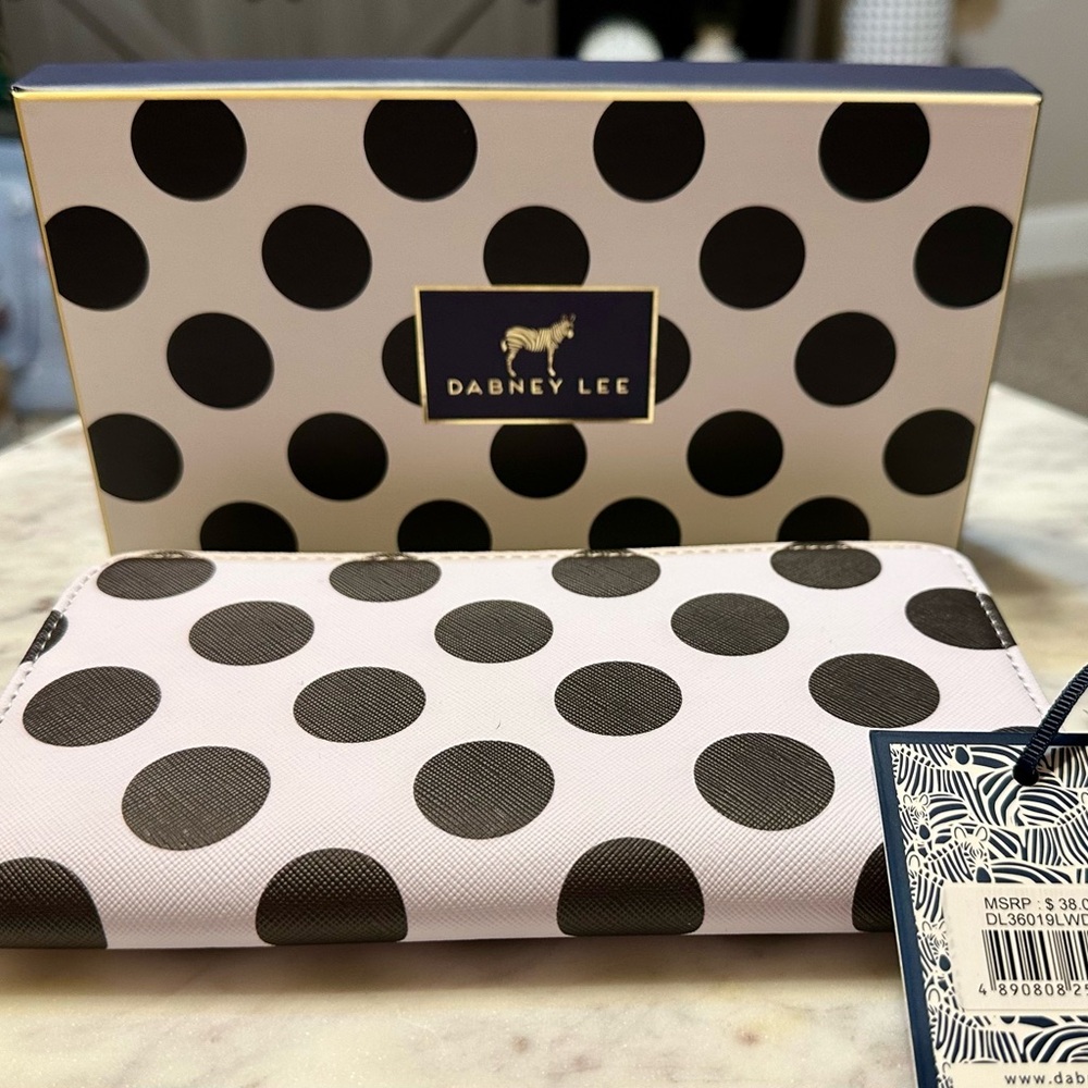 Dabney Lee Black and White Polka Dot Clutch